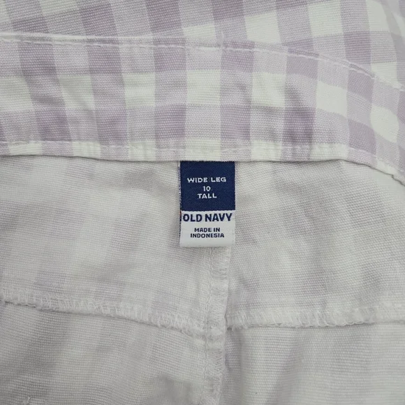 OLD NAVY Retro Gingham High-Waisted Cropped Wide-Leg Chino Pants 10 Tall - Picture 8 of 10